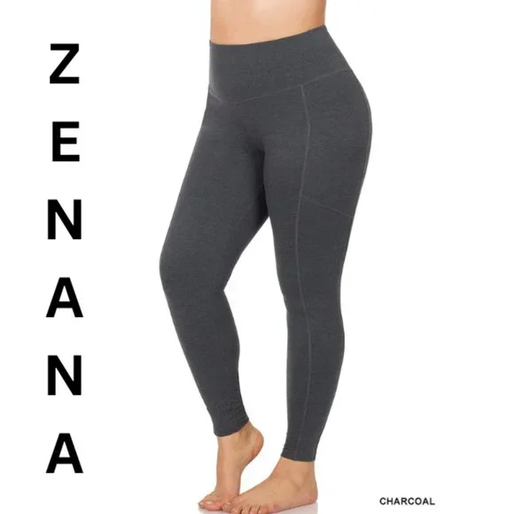Zenana Plus Better Cotton Wide Waistband Pocket Leggings - Picture 1 of 1